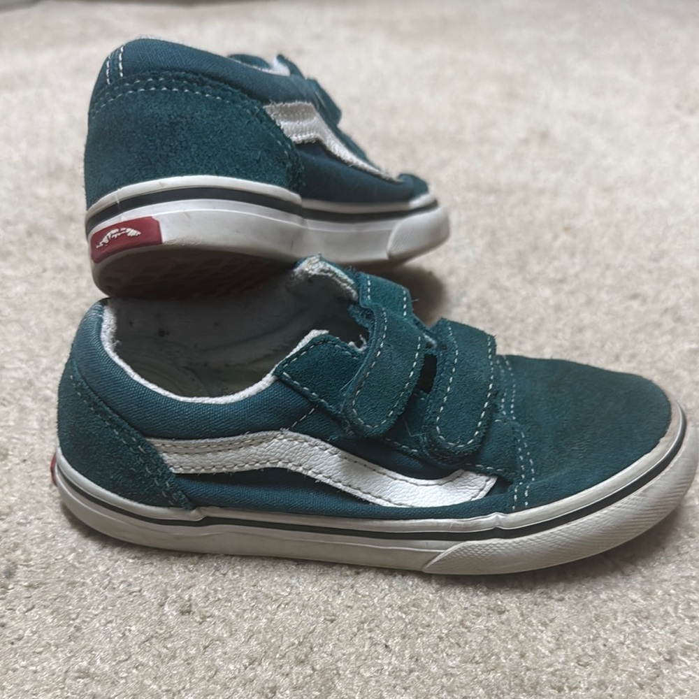 Vans Blue Sneakers with Velcro Straps and Signature Stripe